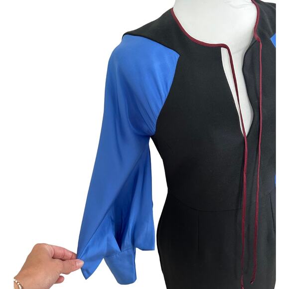 Roksanda Colorblock Pleated Sleeves Fitted Midi Length Dress I 8 - Picture 10 of 10